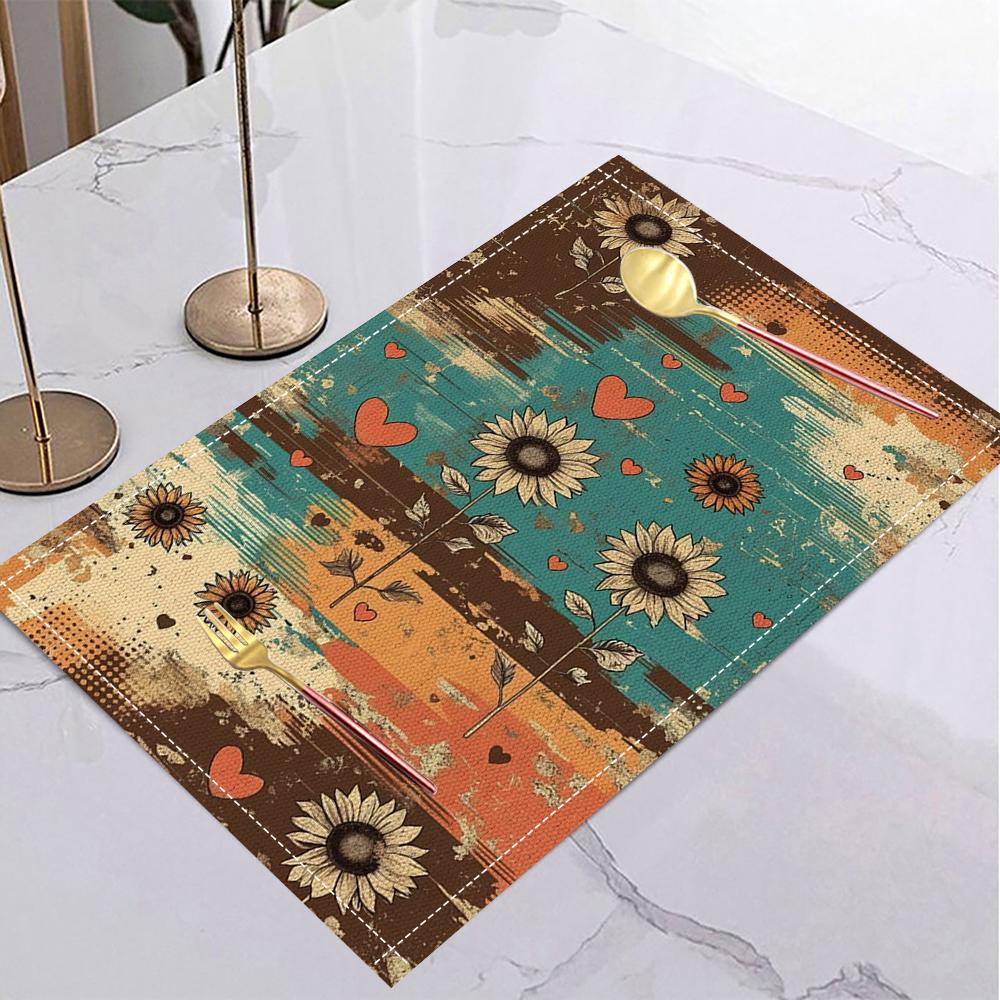 Linen Placemat Dining Table Mat Suitable During Dining Flower Festivals Such As May 5th in Mexico and Day of The Dead Decoration