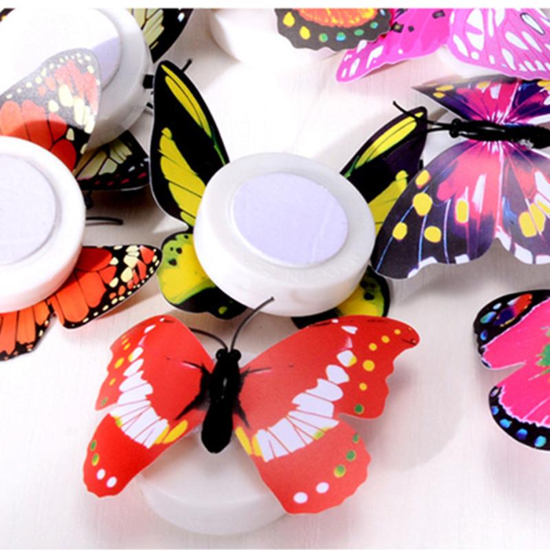 2/1 Pcs LED Colorful Butterfly Night Light DIY LED Fridge Magnet Party Wedding Living Room Bedroom Refrigerator Home Decor