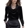 Women Shirt Swing Collar Long Sleeve Design Loose Fit Shirt Solid Color Versatile Office Lady Shirt Workwear