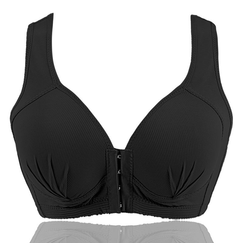 Breathable Plus Size Front Clasp Bra Wire Free Push Up Full Cup Wrapped Soft Bralette for Women