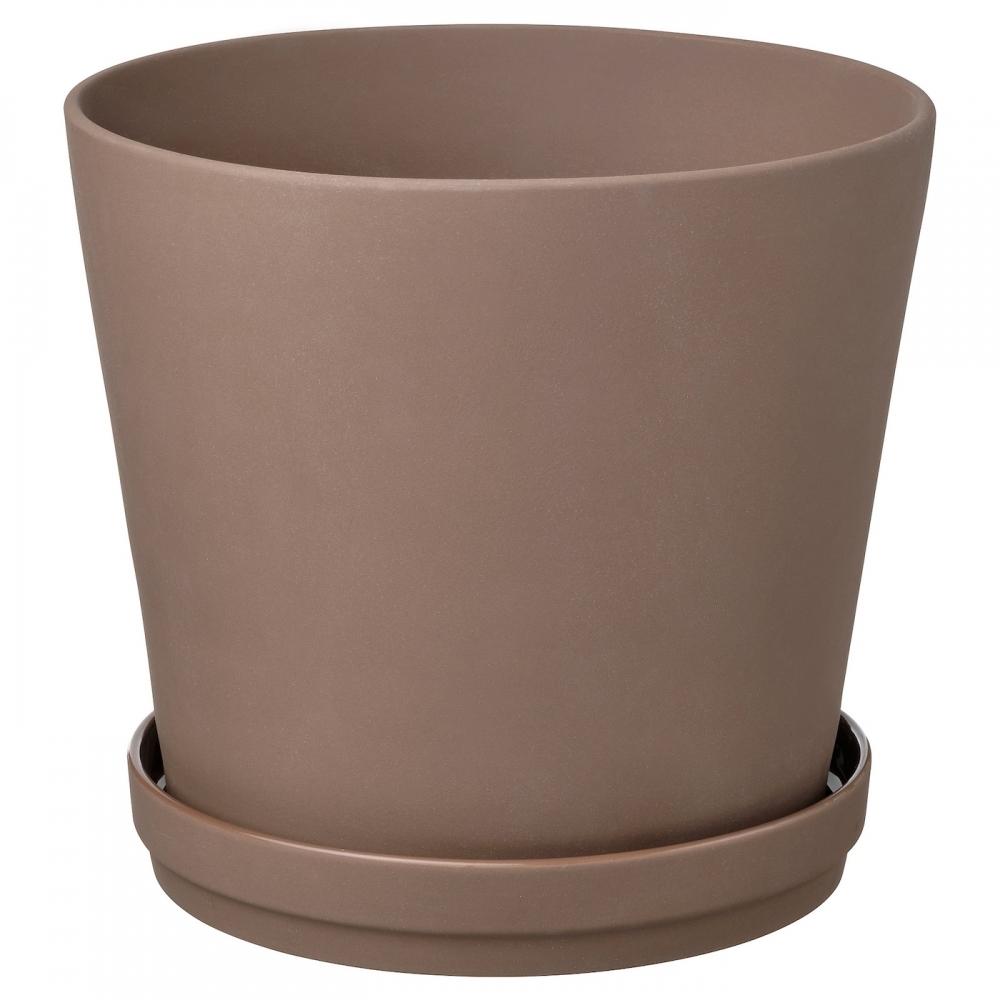 

IKEA KLARB R Plant pot with saucer in outdoor brown 24 cm