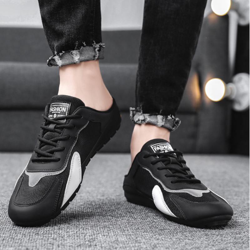 Modne buty Baotou dla mężczyzn, siateczkowe półkapcie, lato 2024, buty codzienne, wygodne wsuwane płaskie buty, miękka podeszwa, wsparcie, męskie sneakersy