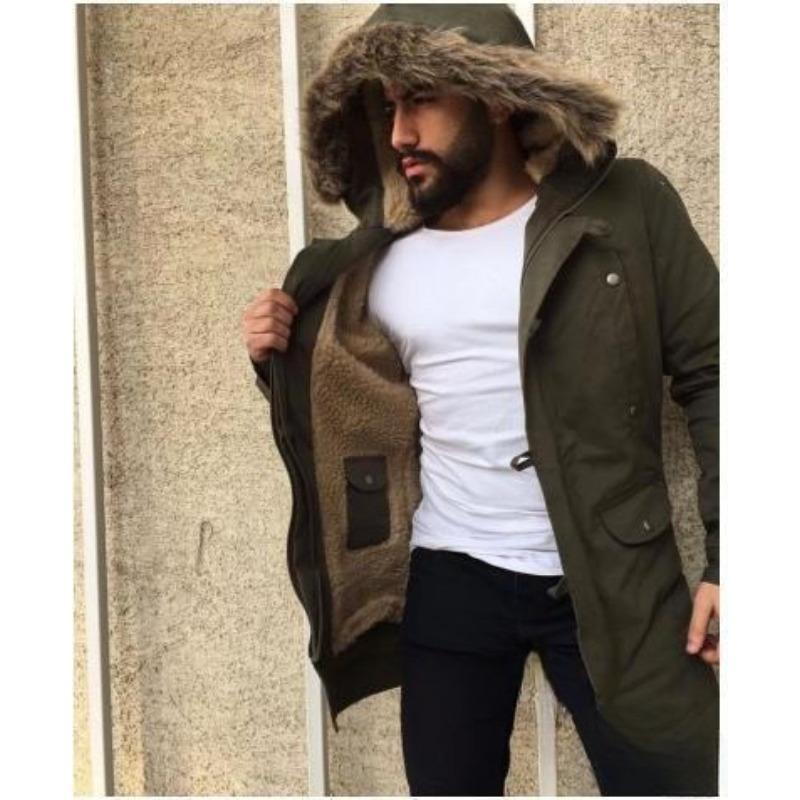 

Осенне-зимнее мужское пальто, утепленное пальто с капюшоном, куртка с меховым воротником 5XL