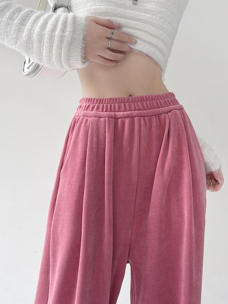 Kalhoty se širokými nohavicemi Dámské Podzim Zima Zesílené Volné Ležérní Rovné Kalhoty Y2K Dámské s Kapsami Mop Kalhoty Zeštíhlující Postavu