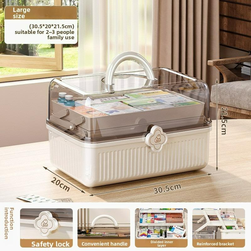 Large Multi-layer Plastic Medicine Box Portable Emergency Storage Household Organizer Multi-functional Family Care Package