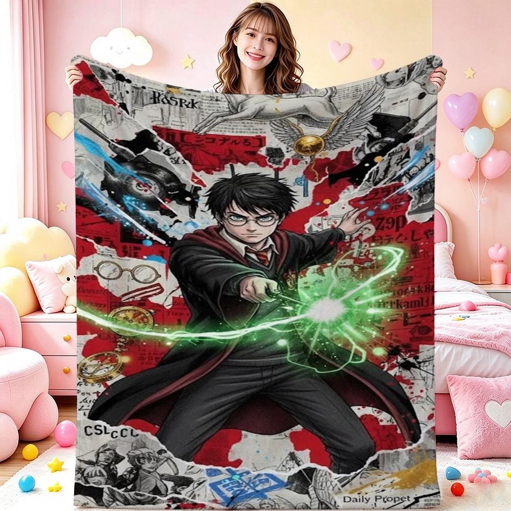 Harry'S Hogwarts Adventure Flannel Blanket Soft Comfortable Fleece Blanket For Living Room Sofa Nap Home Decor Memorial Gift