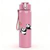 1PC Minimal Panda Doodle Sketch Pattern 750ml Color Plastic Sports Water Bottle Leakproof Flip Straw Lid Suitable for Sports Office Home Use