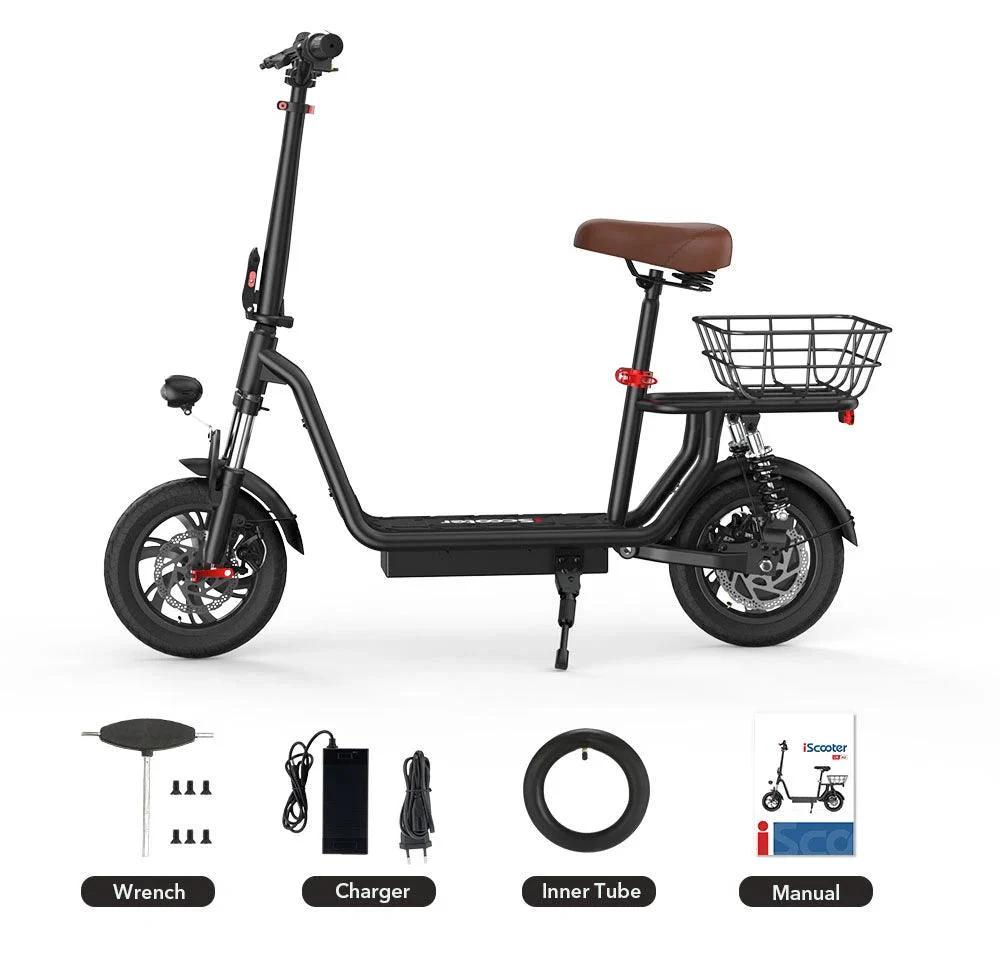 iScooter I12 Sammenleggbar Elektrisk Sparkesykkel, 500W, 36V 7.5Ah, 25km/t, 35km Rekkevidde, Dobbel Fjæring, 12" Dekk, Urban Pendler E-Sparkesykkel