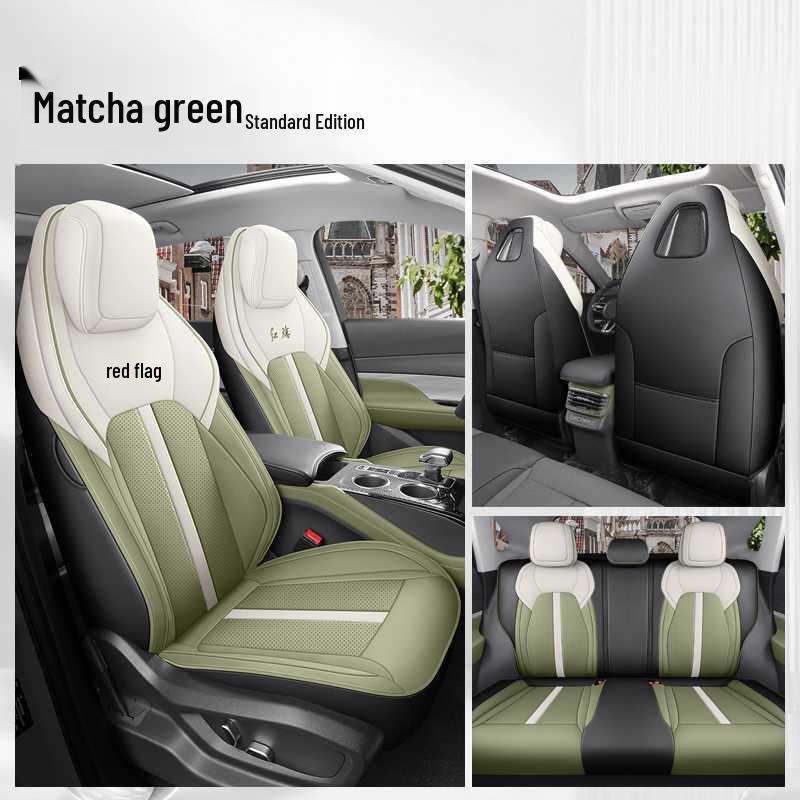 Red Flag HS3 Universal Leather Car Seat Cover: Breathable, Perforated, Four-Season Full Coverage Cushion