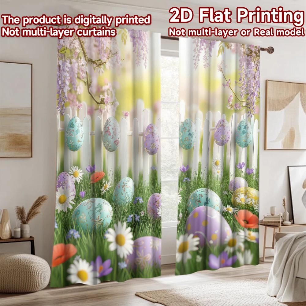 2D flat Photography Backdrop Background Banner Easter Eggs in Garden 100% Polyester Festive Holiday Perfect for Suitable for