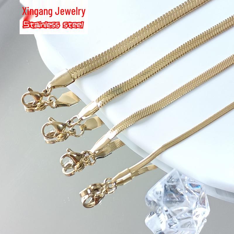 Stainless Steel Chain Fashion Hip Hop Women's Titanium Flat Necklace