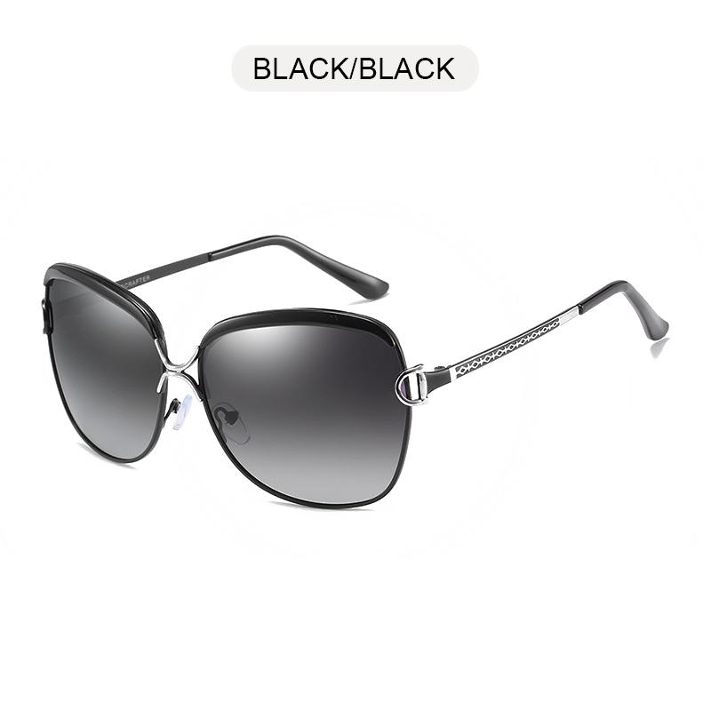 Lunettes de Soleil Oversize de Luxe pour Femmes Métal Vintage UV400 Anti-Reflet Grandes Lunettes de Soleil pour Dames pour la Conduite