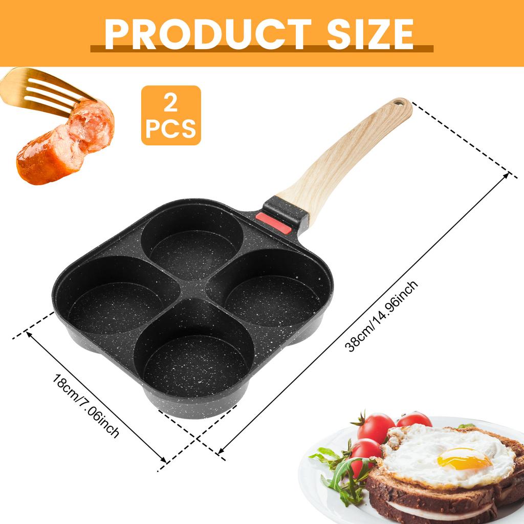 Egg Frying Pan Nonstick Pancake Pans 4-Cups Cookware Pancake Pan Egg Pan Suitable for Gas Stove Induction Cooker Breakfast Maker