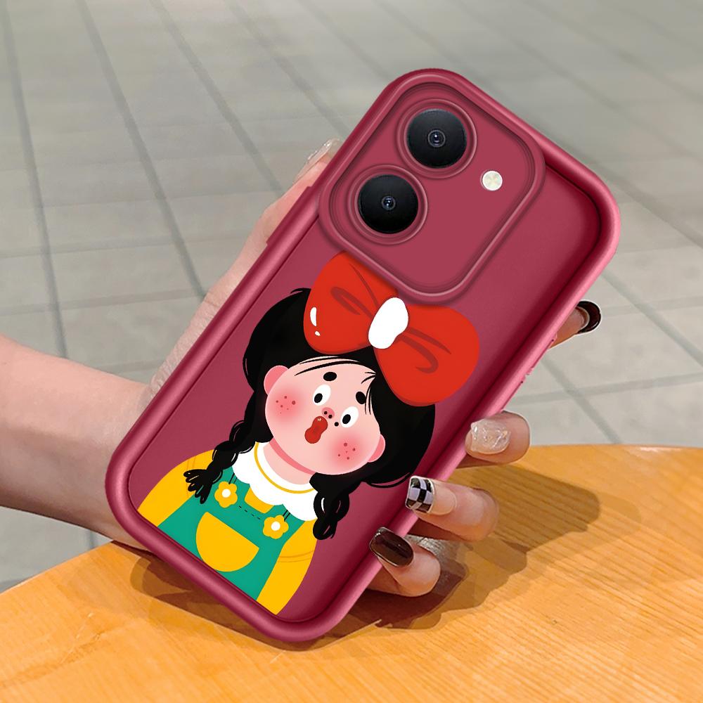 Soft Silicone Square Ladder Printing Pattern Phone Casing Full Cover Camera Shockproof Protection Rubber Case for Vivo