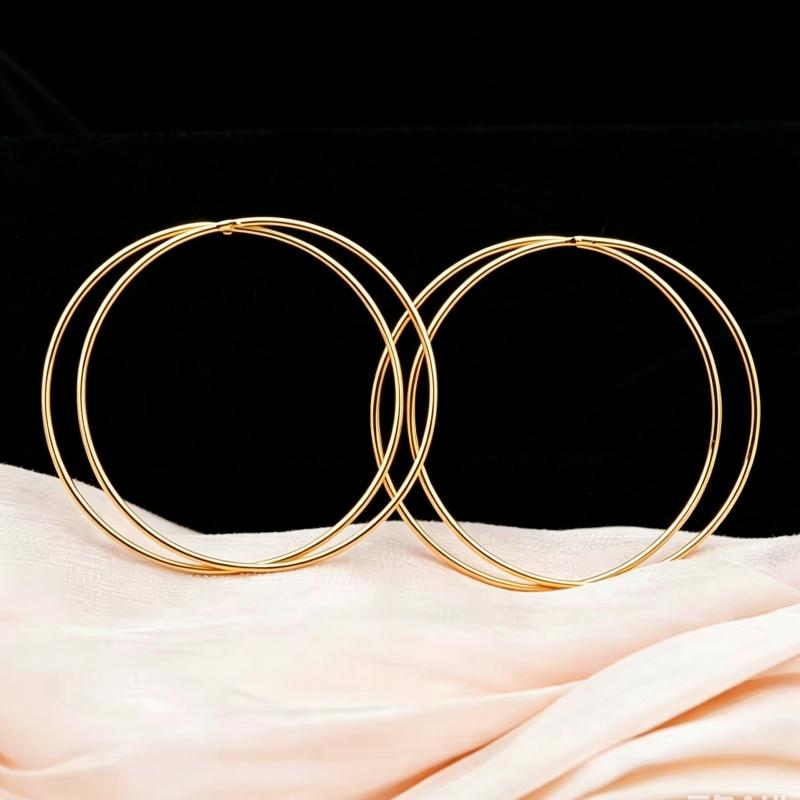 2026 New Double Circles Women's Hanging Earrings Gold Color Metal Hollow Round Dangle Earrings Punk Personality Ear Jewelry