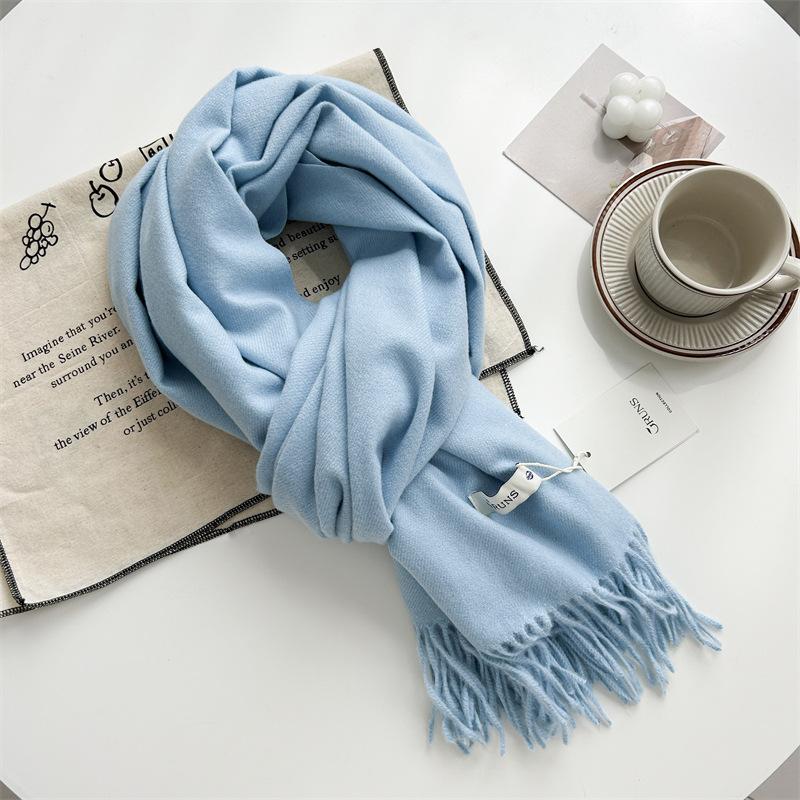 Kašmírový šátek na ruku, podzimní a zimní, jednobarevný, dámský, tlustý střapec, jednoduchý a všestranný, měkký a teplý, imitace kašmíru