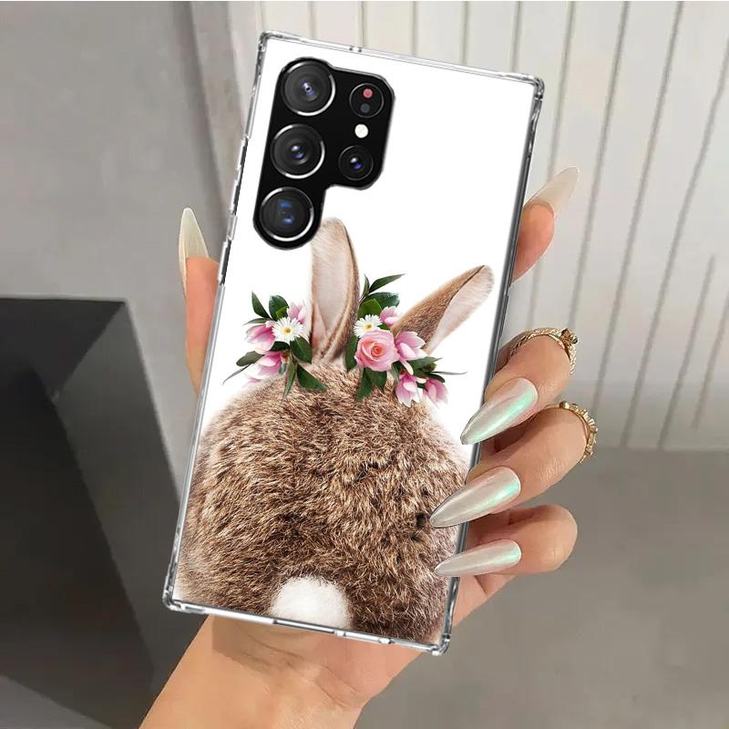 Cute Bunny Baby Rabbits Phone Case for Samsung Galaxy S25 S24 S23 Ultra S25 Edge S22 S21 Plus S20 FE S10 + Soft Print Shell Fund