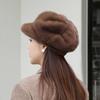 Thick Warm Imitation Mink Beret Solid Color Cloud Hat Cozy Peaked Cap  Winter