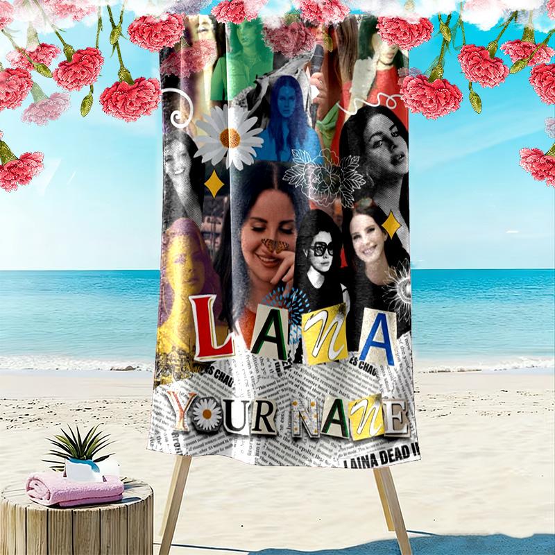 Name Custom Lana Del Rey Print Beach Towel, Large Soft Quick Dry Towel for Beach Camping Swimming