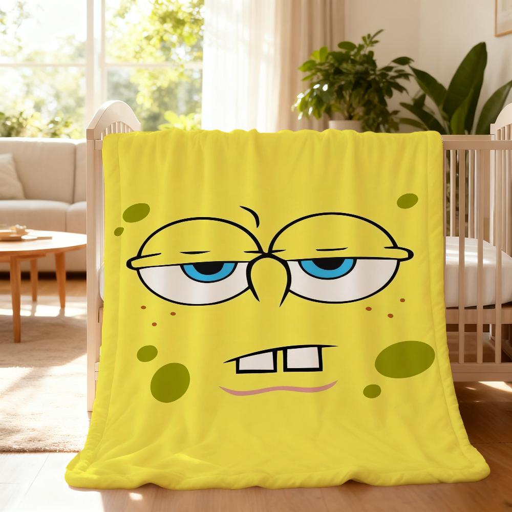 S-sponge-Bob-b cartoon Pants-s Blanket Throw Super Cosy Plush Living Room Sofa Couch Childish Birthday Gifts S-square- cute