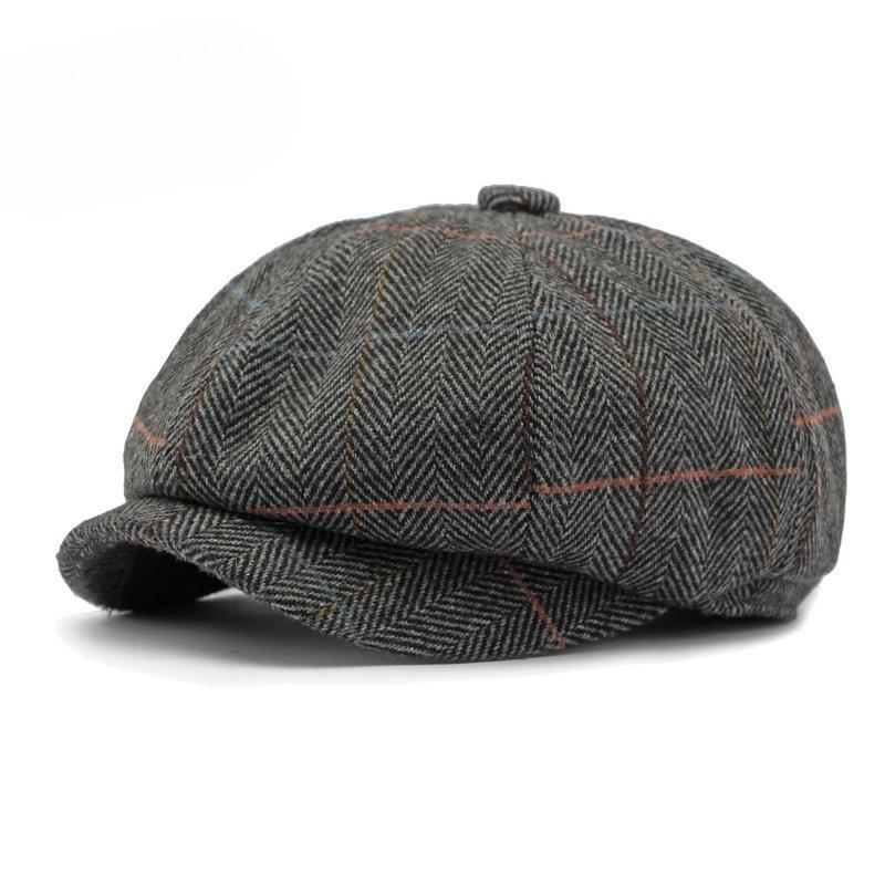 2025 New Autumn Winter British Retro Octagonal Hat Men Women Newsboy Cap Classic Herringbone Plaid Cabbie Hat Fashion Painter Cap Gatsby Style