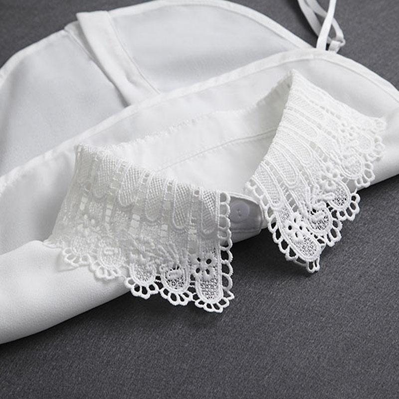 Perfect Match Embroidery Fake Collar Women Lace Detachable Lapel Collar Shirt Top Tie White Ruffles False Collar Woman Removable False Blouse