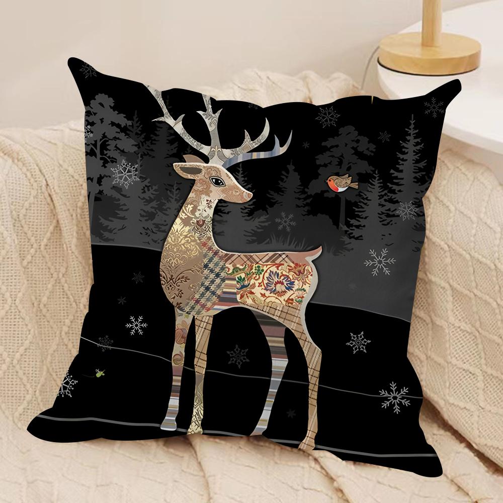Deer Cartoon Cartoon Cute Cushion Cover Silky Short Plush Invisible Zipper Dustproof Sofa Pillow Case For Home Decor