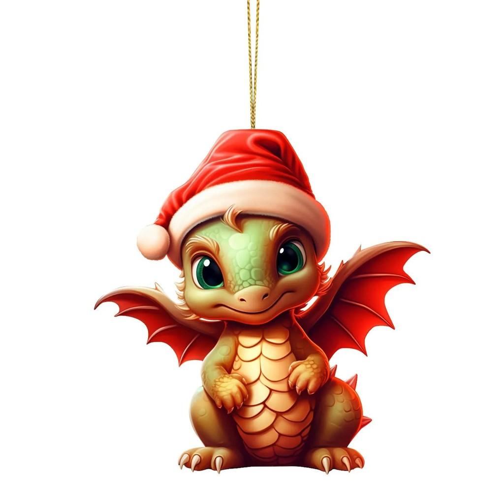 Charming Cartoon Christmas Dragon Car Decor Bright Festive Hanging Ornament Homes For