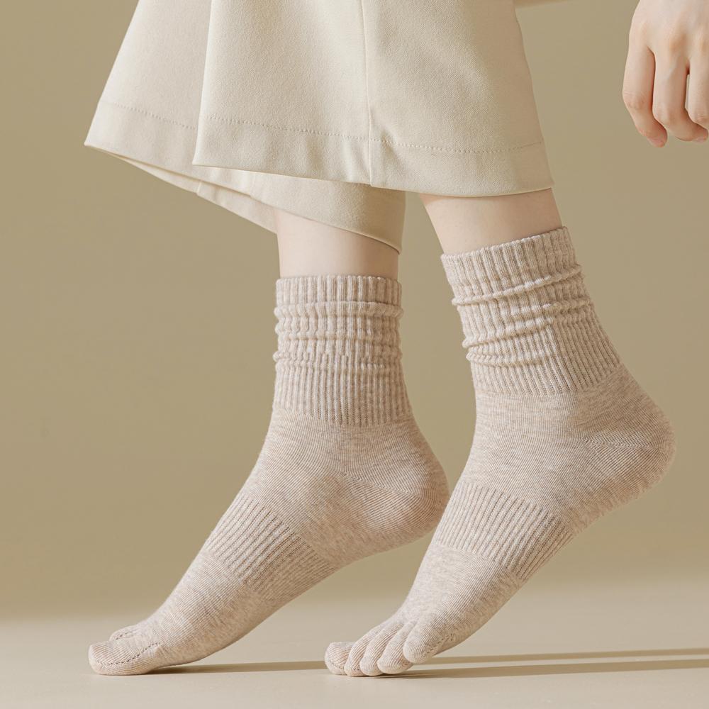 5 Paar/Los Damen Fünf-Zehen-Socken 100% Baumwolle Einfarbig Damen Zehensocken Sport Frühling Herbst Harajuku Zehensocken