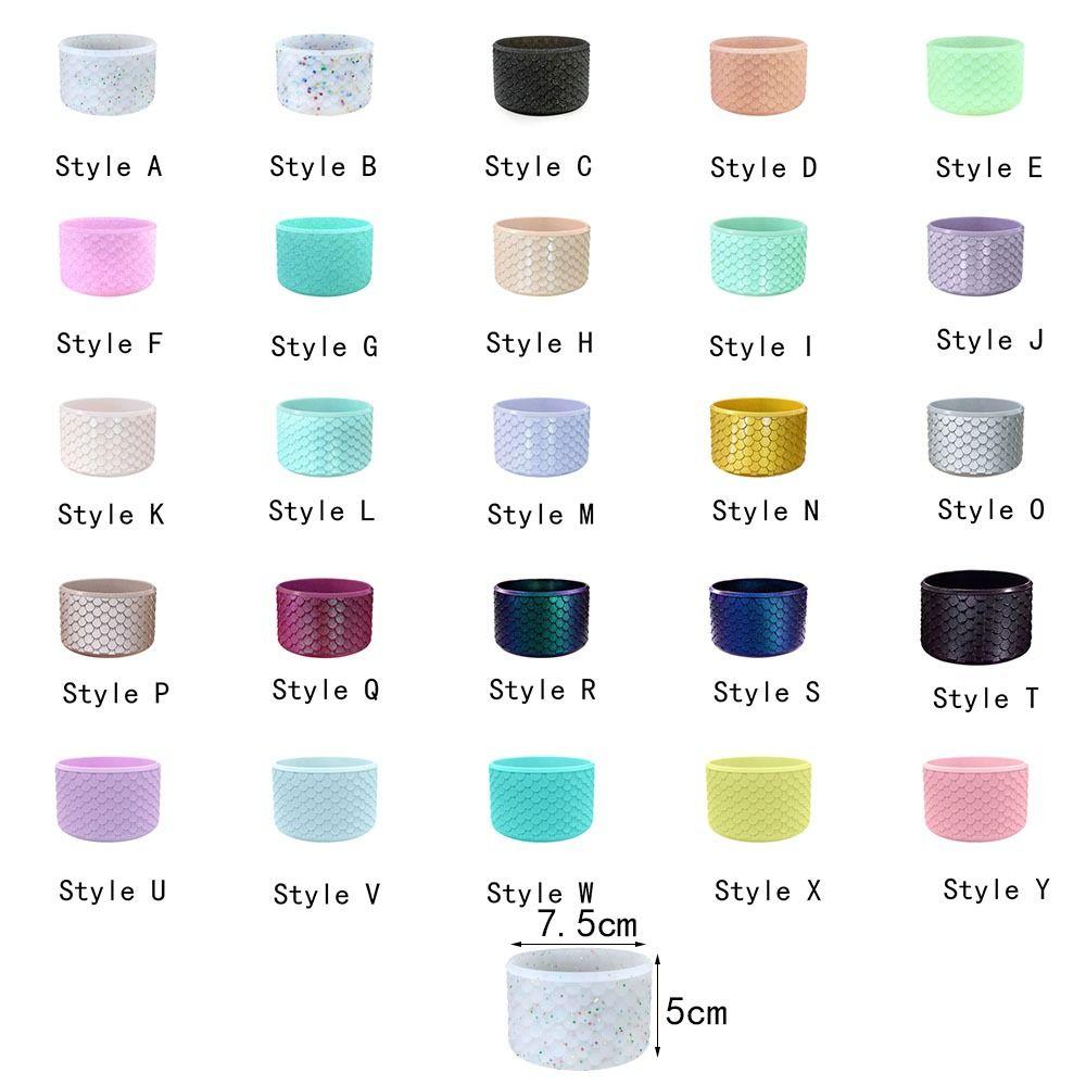 2pcs Silicone Cup Bottom Cover Fish Scale Pattern Bottle Bottom Sleeve  Car Cup