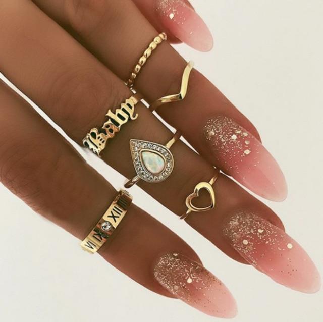 Matching Rings For Women Anillos Mujer Gold Ring Set Bagues Anillo Bohemian Jewellery Slytherin Accessories Couple Gift Sygnety