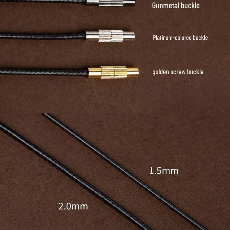 Black Waxed Leather Cord Jade Pendant Necklace for Men and Women