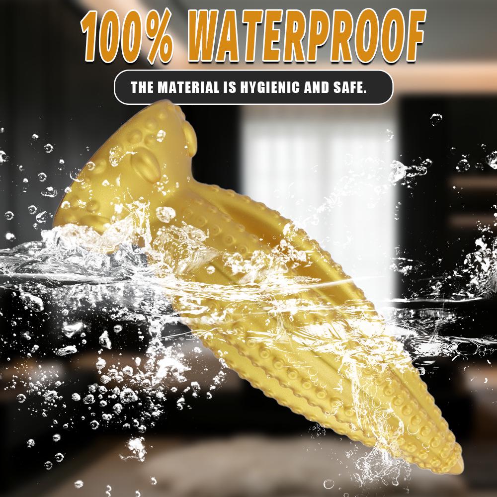 Gold Liquid Silicone Tentacle Butt Plug Set with Six Fingers - Available In Large, Medium & Small