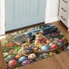 Stain-resistant Cartoon Easter Bunny Door Mat Quick Dry Soft Anti Slip Mat Egg Flower Convenient Rabbit Floor Mat Door Entrance