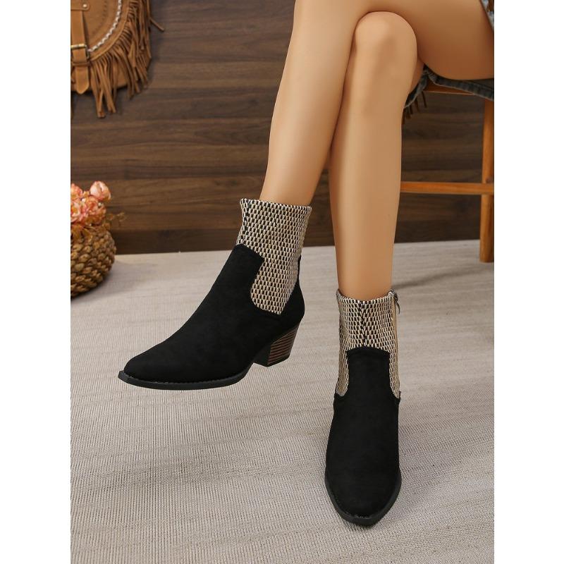 

Большого размера остроносые квадратные ботинки-ветрозащитки с боковой молнией, осенне-зимние новые, для верхней одежды, средней длины голенища, женские ботинки 36 чёрный