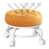 360 Degree Rotating Stool Universal Wheel Low Stool Chair Universal Small Stool Mini Multifunctional Rolling Leather RoundSeat