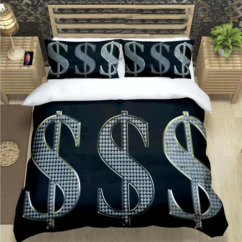 Modische 3D Lustige Geld Dollar Druck Bettwäsche Sets Bettwaren Set Bettbezug Bettdecke Set Bettwäsche Set Luxuriöses Geschenk