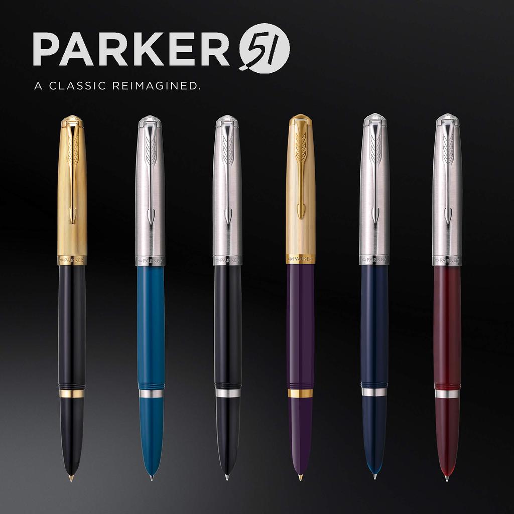 Parker Füllfederhalter 51 Türkisblau CT Feine Feder Geschenkverpackt Offiziell importiertes Produkt 2123509Z