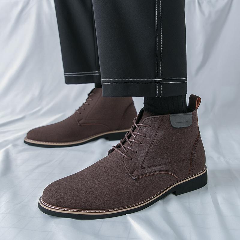 Fashion Brand Office Business Classic Retro Style Comfort Boots for Men SuedeLeather Shoes Outdoor New Casual Lace Up Social Ankle Boots