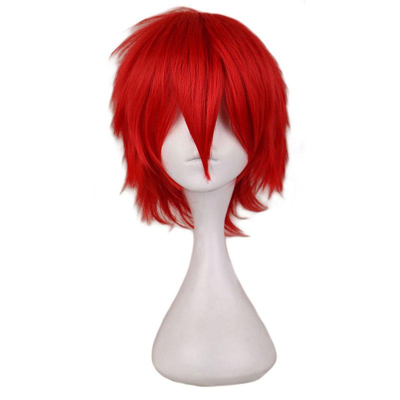 Men Short Dark Red Wig Anime Gaara Cosplay Wig Heat Resistant Synthetic Wigs