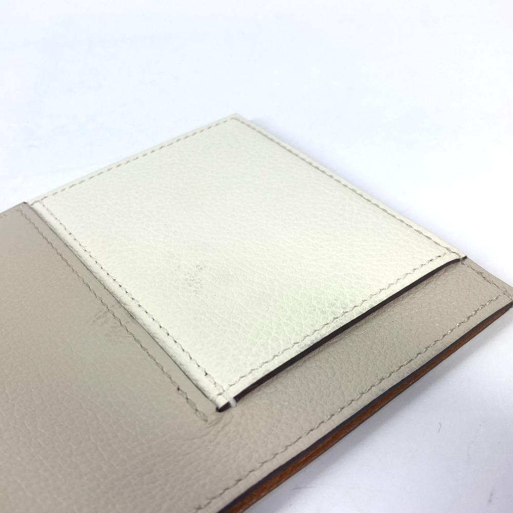 HERMES Bicolor Nect Business Card Holder Pass Case Card Case White/Light Beige