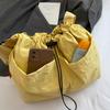 Korean Style Pleated Drawstring Bucket Bag Large Capacity Cloth Crossbody Bag  Women