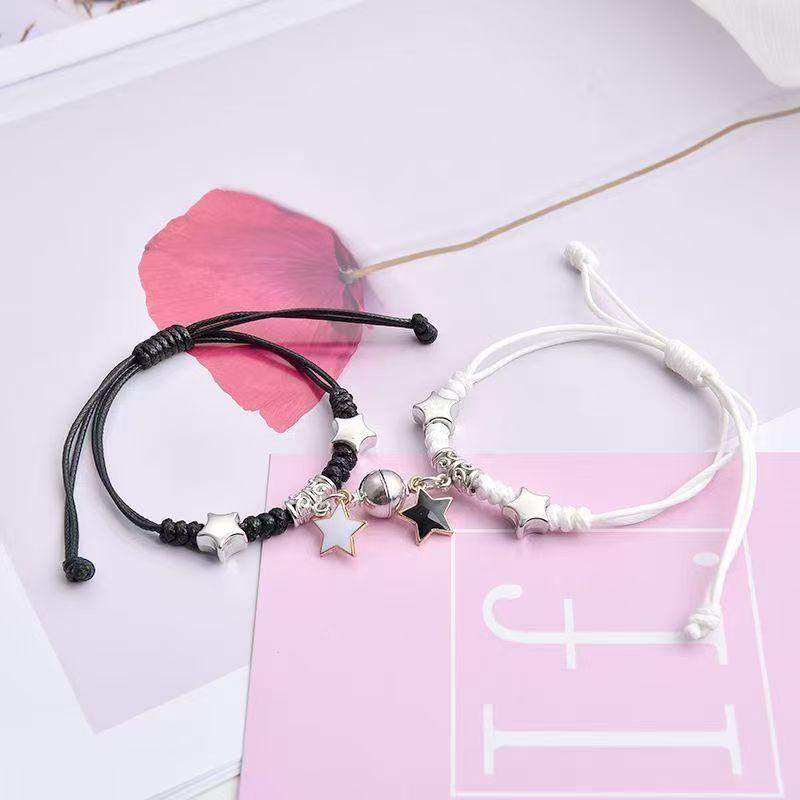 2 Stück Magnetische Anziehung Perlen Paar Armband Für Frauen Männer Charm Vierblättriges Kleeblatt Katze Herz Schlüssel Schloss Armband Schmuck