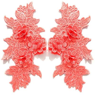 Heavy Lace Lace Applique Matched Pattern Colorful Floral Embroidery Trim DIY Design 3D Embroidered Patch Garment Decoration