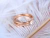 JeeMango Sparkling Design Titanium Stainless Steel Wedding Ring Rose Gold Color Mosaic CZ Crystal Party Ring For Women R19155