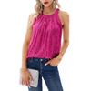 QICED Women's Fashion Casual Solid Color Print  Sleeveless O-Neck  Blouses & Shirts