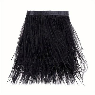 1M 8-10cm Nero Piume di Struzzo Bordino Artigianato Cucito Abbigliamento Festa Fatto a Mano DIY Nastro Piumato Copricapo Matrimonio Decorazione Carnevale