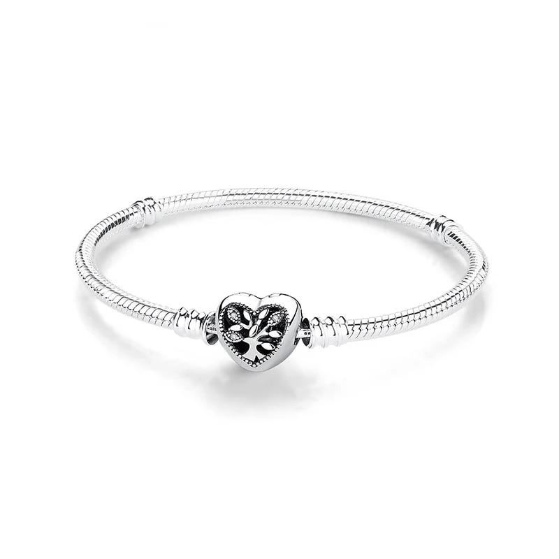 Originale 925 Sterling Sølv Armbånd Armbånd Krystallkule Kjærlighet Hjertelås Perler Charms Moments Armbånd For Kvinner DIY smykker