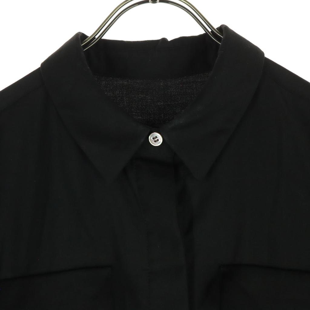 SOEJU Short Sleeve Front Button Long Shirt Dress F Black Women Used