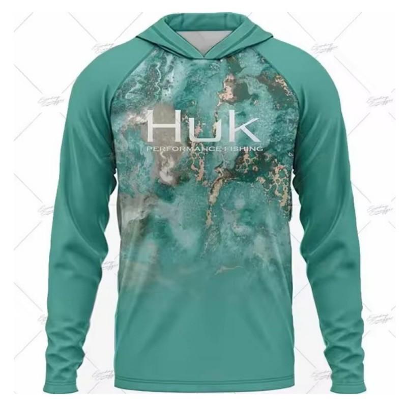 Mens UPF 50 Long Sleeve Fishing Shirt Hooded Quick Dry Breathable Sun Protection T-Shirt Outdoor Summer Fall Sports Cycling